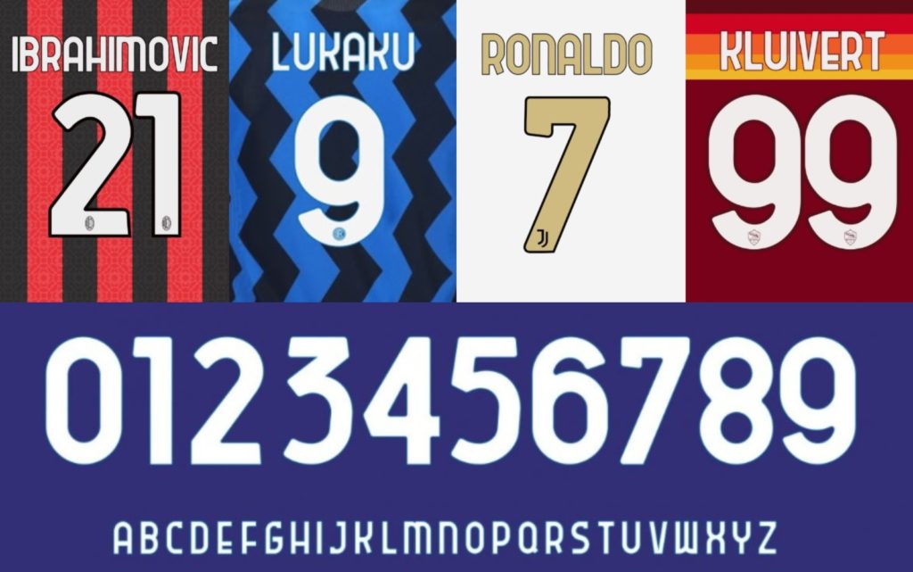 font unici numeri maglia serie a